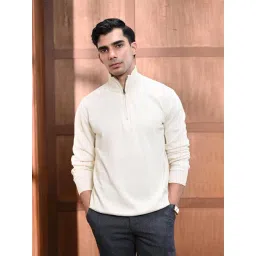 Andamen Off-White Cotton Solid Regular Fit Pullover-picture-26