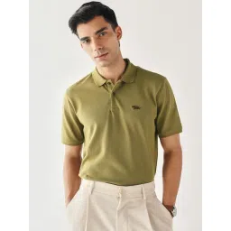 Andamen Olive Regular Fit Solid Polo T-Shirt-picture-25