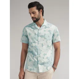 Andamen Premium Fit Floral Printed Cuban Collar Cotton Casual Shirt-picture-28