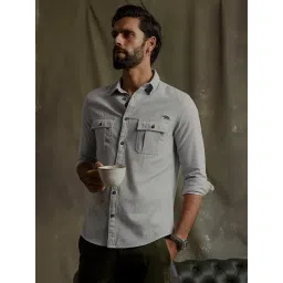 ANDAMEN Slate Grey Regular Fit Cotton Shirt-picture-43