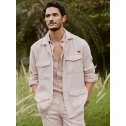 Andamen Striped Lightweight Outdoor Tailored Cotton Linen Jacket with Embroidered-picture-11