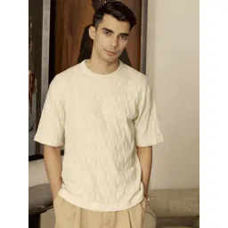 Andamen White Relaxed Fit Textured T-Shirt-picture-14