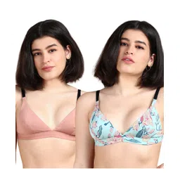 &Circus Modal Knit Pack Of 2 Solid & Floral Printed Adjustable Maternity Bras - Multi Colour-picture-44