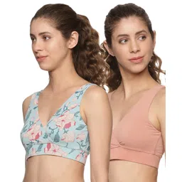 &Circus Modal Pack Of 2 Solid & Floral Printed Maternity Bra With Nursing Access - Multi Colour-picture-36