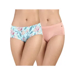 &Circus Modal Pack Of 2 Solid & Floral Printed Seamless Bare Hipsters - Multi Colour-picture-14