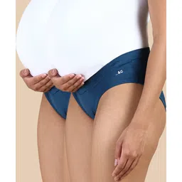 &Circus Modal Pack Of 2 Solid Low Waist Maternity Comfort Panties - Blue-picture-25