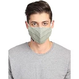 anekaant 3-Ply Reusable Green & White Viscose Fabric Fashion Mask-picture-52