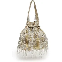 anekaant Droop Palmette Embellished Suede Potli-picture-55