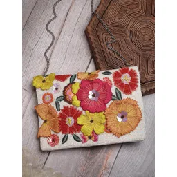 Anekaant Floral Embellished Structured Sling Bag with Applique-picture-18