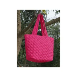 Anekaant Uno Pink Fuchsia Harlequin Quilted Polyester Tote Bag-picture-25
