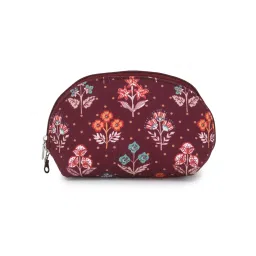 Anekaant Wine & Multi-color Floral Digital Printed Poly Canvas Smart Casual Pouch-image-0