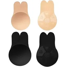 ANESHA Adhesive Bra Invisible Nipple Covers, Breast Lift Pasties Silicone Sticky Bra, Backless Strapless Reusable Push Up Breast Lift Nipple Covers for Women Skin and Black Colour Pack of 2 Free Size-picture-19