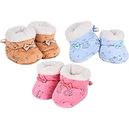 ANESHA Baby Unisex Baby Cozy Fleece and Faux Sherpa Booties (Age 0-12 Month Pack of 3-picture-13