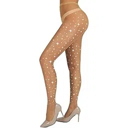 ANESHA RHINESTONE Night Out Rhinestone Embellished Fishnets Essential All-Year Sheer Stockings SKIN COLOR Free Size (26 till 32) Pack of 1-picture-43