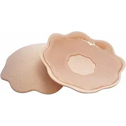 ANESHA Silicone Nipple Covers Women's Reusable Adhesive Invisible Pasties Nippleless Covers Flower Shape Colour (Beige) pack of 1-picture-31