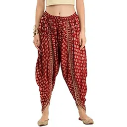 ANESHA Women's Ready to Wear Dhoti for Tops Women's Rayon Dhoti with Gilded Embellishments Waist Size (24-30 Inches) Pack of 1 Maroon-picture-37