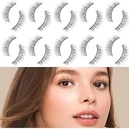 ANEZUS Demi-Wispies Lashes Natural Look Light Volume Faux Mink Clear Band Eyelashes Wispy Short False Eyelashes Fluffy 3D Cat Eye 13MM Strip Lashes Look Like Eyelash Extension 10 Pairs Pack-picture-39