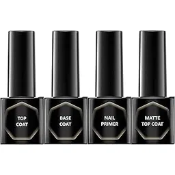 Anezus Pack of 4 UV Lamp Dry Matte, Glossy Finish Top Coat, Base Coat, Nail Primer - 15ml Each - For Acrylic/Polygel/Gel Nail Extension-picture-32