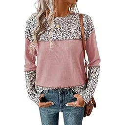 angeer Sweater for Women Printed Waffle Knit Long Sleeve Pullover Crew Neck Winter-picture-38