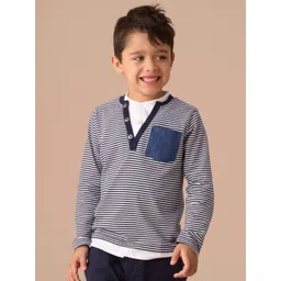 Angel & Rocket Boys Striped Henley Neck Cotton T-shirt-picture-29