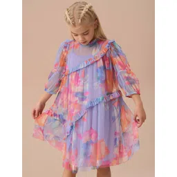 Angel & Rocket Floral Print Puff Sleeve A-Line Dress-picture-32
