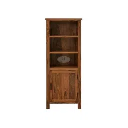 Angel Furniture Solid Sheesham Wood Glossy Finish Brown Tallboy Bookshelf, AF-178H image 2
