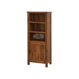 Angel Furniture Solid Sheesham Wood Glossy Finish Brown Tallboy Bookshelf, AF-178H image 3