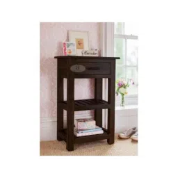 Angel Furniture Solid Sheesham Wood Glossy Finish Dark Brown Tallboy Side End Table, AF-177W-picture-16