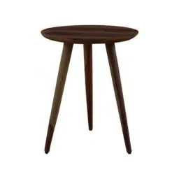 Angel Furniture Solid Sheesham Wood Semi Glossy Finish Dark Brown Round Tripod End Table, AF-162W-picture-21