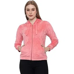 angelbells Women's Fur Fleece Hoodie Plain Sweatshirt-picture-10