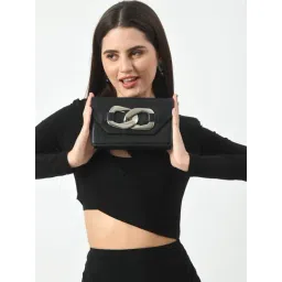 Angeline Black Solid Medium Sling Handbag-picture-16