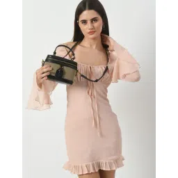 Angeline Black Textured Medium Handbag-picture-17