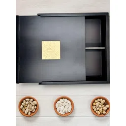 Angira handicrafts Black & Gold Toned Printed Wooden Multi-Utility Organiser-picture-10