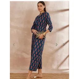 ANGIYA Women Blue Printed Jumpsuit-picture-12