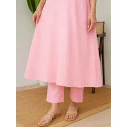 ANGIYA Women Floral Embroidered Tiered Thread Work Kurta with Trousers-picture-20