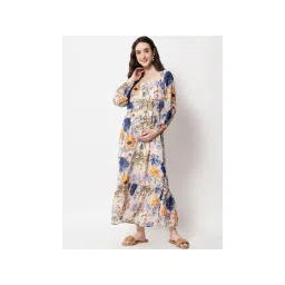 Angloindu Beige Floral Maxi Maternity Dress-picture-12
