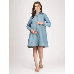 angloindu Denim Maternity Shirt Dress-picture-20