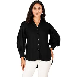 angoori fashion Women's Rayon Shirt, Balloon Sleeve, Button Down Collar, Regular Fit-picture-17