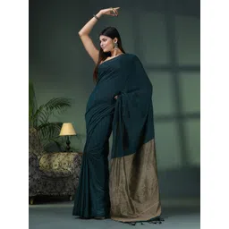 Angoshobha Colourblocked Woven Design Saree With Tassles-picture-37