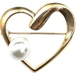 ani accessories Diligent Heart Shape Pearl Golden Brooch For Women Used For Wedding Party-picture-10