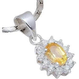 anika jewellers Citrine, White Topaz Natural Gemstone 925 Sterling Silver Pendant(1.2 gm)-picture-45