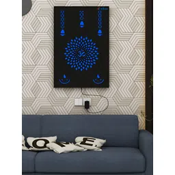 ANIKAA DivineGlow Black & Blue Om Wall Sculpture Wooden Panel-picture-11