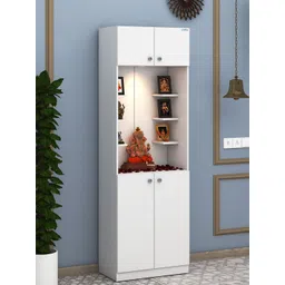 ANIKAA White 4 Doors Wooden Home Temple image 3