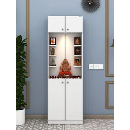 ANIKAA White 4 Doors Wooden Home Temple image 1