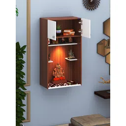 ANIKAA White & Brown Wall Mount With Led Light Home Temple-picture-21