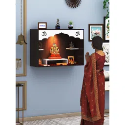 ANIKAA White & Maroon Raya Pooja Mandir Laser Cut Om Design Home Temple-picture-35