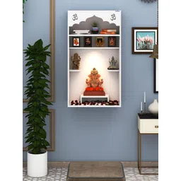 ANIKAA White Niva Pooja Mandir Laser Cut Om Design Home Temple-picture-53