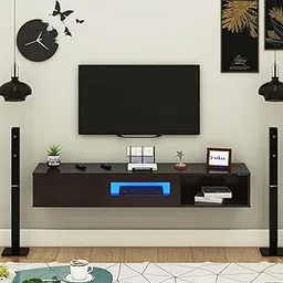 Anikaa Strix Wall Mount Modern Floating TV Unit for Living Room with 3 Storage Cabinet & Blue LED Light (Ideal for 32 to 55 inch TV, DIY Installation, Wenge Finish)-picture-19