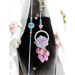 ANIKAS CREATION Artificial Stones Studded & Beaded Floral Bhaiya Bhabhi Rakhi-picture-16