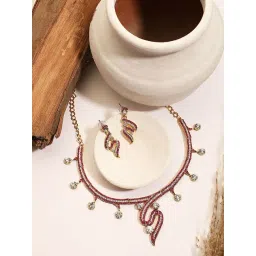 Anikas Creation Designer Gold Plated Stone Studded Choker Jewellery Set-picture-41